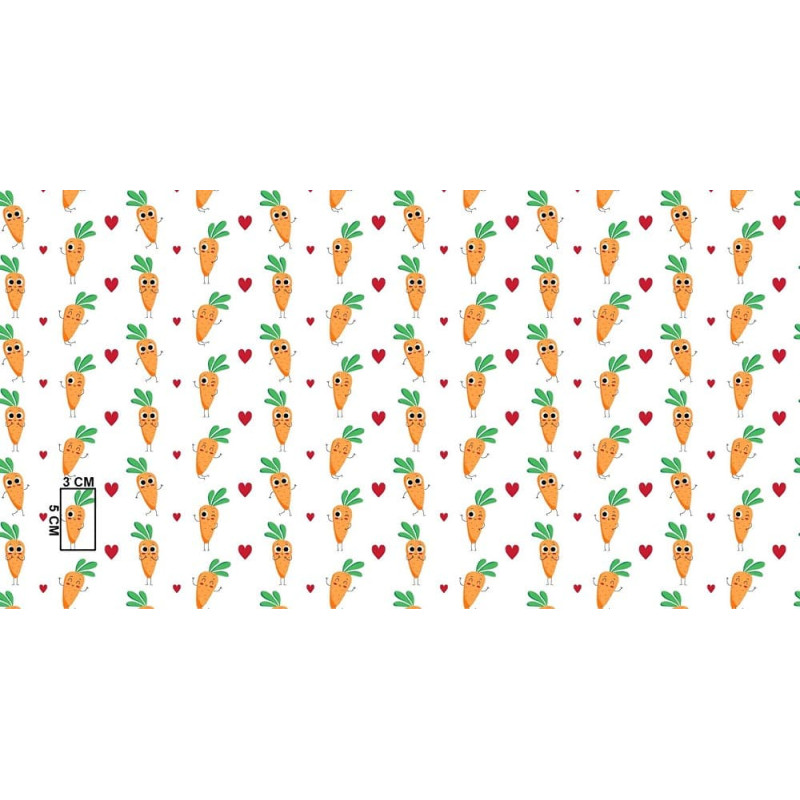 Kokvilnas spilvendrāna 40x40 1450E balti jautri oranži burkāni 359P