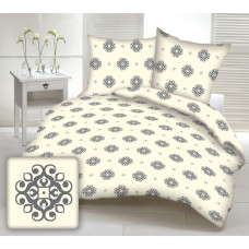 Mizas pakaiši 140x200 862b krēms, mirdzoši, skaisti, pelēki ornamenti, ar pogām, kokvilna
