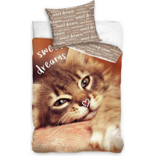 Kokvilnas gultasveļa 160x200 Sweet ingver kaķēns Sweet Dreams gaiši brūni uzraksti 0833 NL173045