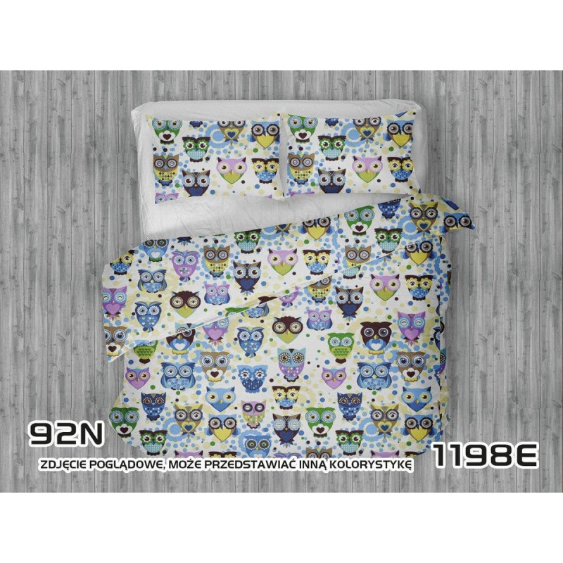 Kokvilnas gultasveļa 180x200 1198E Owls Kingdom of Owls, krāsaini zils 92N