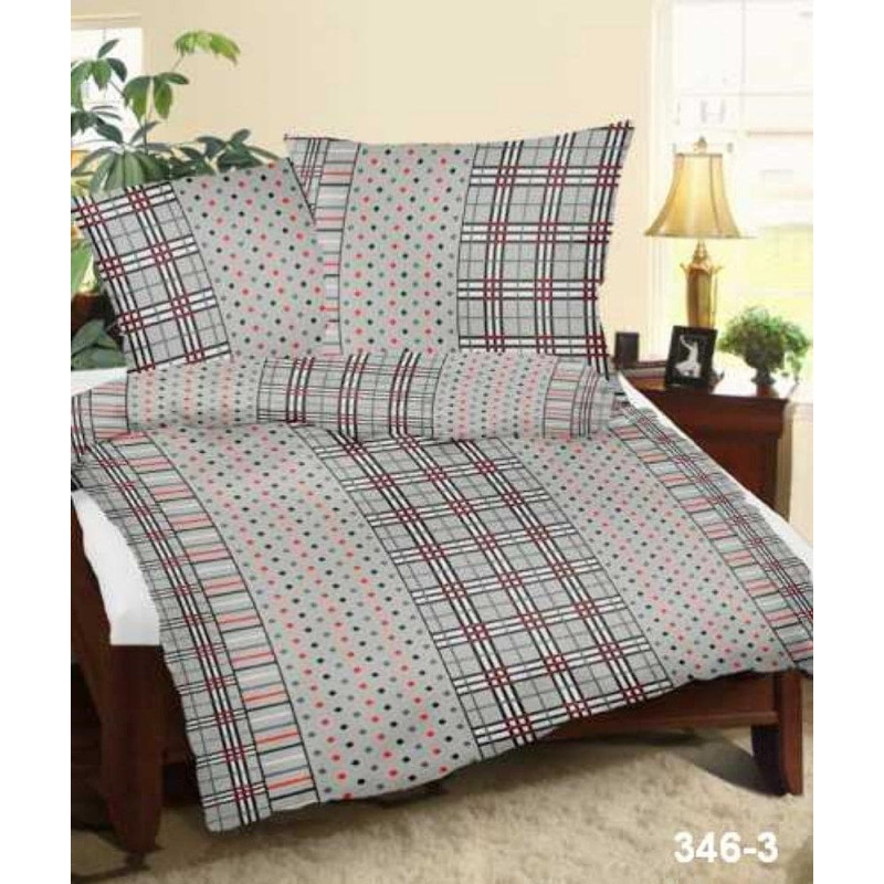 Mizas spilvendrāna 40x40 346/3 pelēki sarkani melni rūtaini krāsaini polka punktiņi ar pogām kokvilna