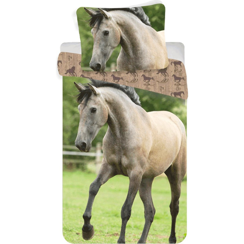 Kokvilnas gultas veļa 140x200 Koń Zachodni 0723 Konik Horse spilvendrāna 70x90