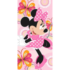 Kokvilnas dvielis 70x140 Mini Minnie Mouse 070 rozā tauriņi 3860