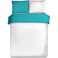 Nova balta tirkīza divpusēja satīna gultas veļa 140x200