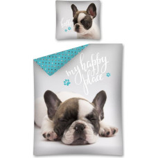 Kokvilnas pakaiši 160x200 Dog 2726 Suns Franču buldogs My Happy place ķepas 9034