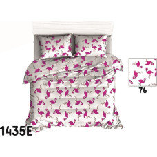 Kokvilnas gultasveļa 140x200 1435E balti rozā flamingo 76N