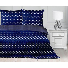 Satīna gultas veļa 220x200 Vichy tumši zili polka punktiņi rūtaini Gold Line