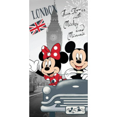 Pludmales dvielis 70x140 Mini un Mickey Mouse 5643 London Minnie Mickey Mouse kokvilna