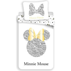 Kokvilnas gultas veļa 140x200 Mini Mouse 0715 Minnie Mouse zelta spilvendrāna 70x90