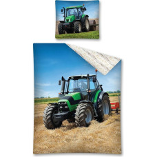 Kokvilnas pakaiši 140x200 Zaļš traktors 7831, kas strādā uz lauka 2916 A