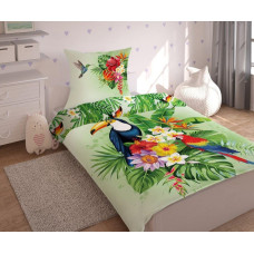 Jauniešu pakaiši 140x200 Tukan Parrot 4464 monstera palmu lapas 3022 A