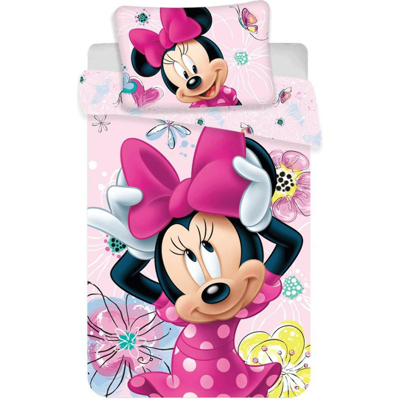 Kokvilnas gultas veļa 100x135 Mini Minnie Mouse rozā 3433 spilvendrāna 40x60