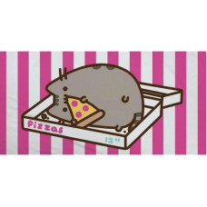 Kokvilnas dvielis 70x140 Pusheen Cat 4417 Kaķu kaķēns Pushin Pushen picas rozā svītras