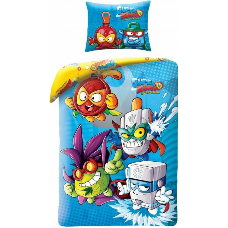 Kokvilnas gultas veļa Super Zings 140x200 draiskuļi supervaroņi supervillains 7456 spilvendrāna 70x90 zila