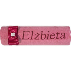Dvielis ar izšuvumu 50x90 Elżbieta rozā bordo bantīte vārda dienas dāvanai