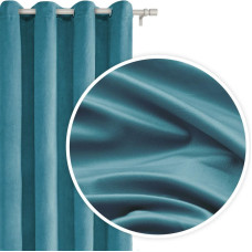 Gatavs aizkars 140x250 tirkīza tumšs samts ar samta cilpām viesistabai