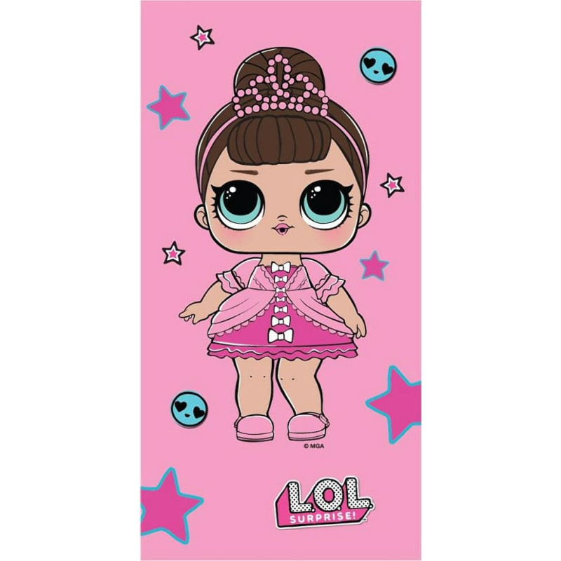 Pludmales dvielis 70x140 Lol lelle rozā gaiša princese bērnu 1312 LOL pārsteiguma lelles