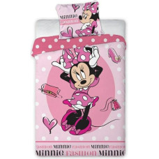 Kokvilnas gultas veļa 140x200 Mini Minnie Mouse Fashion sirdis polka dots 044 rozā 8894 spilvendrāna 70x90