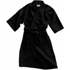 Vafeles peldmētelis, melns S/M, kokvilnas Kimono Gofer