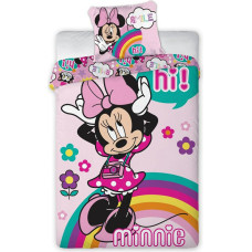 Kokvilnas gultas veļa 140x200 Mini Mouse 086 Minnie Mouse 7165 rozā ziedi spilvendrāna 70x90