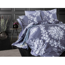 Satīna gultasveļa 160x200 Melrose 2 tumši purpura ziedu rozes Ekskluzīva