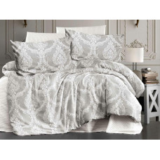 Satīna gultas veļa 200x220 Kaldera 1 pelēks balts Glamour Ekskluzīvi austrumu ornamenti