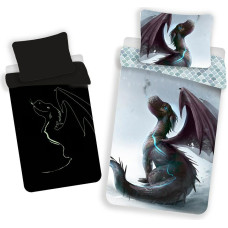 Gultas veļa spīd tumsā 140x200 Smok Dragon 5048 kokvilnas spilvendrāna 70x90