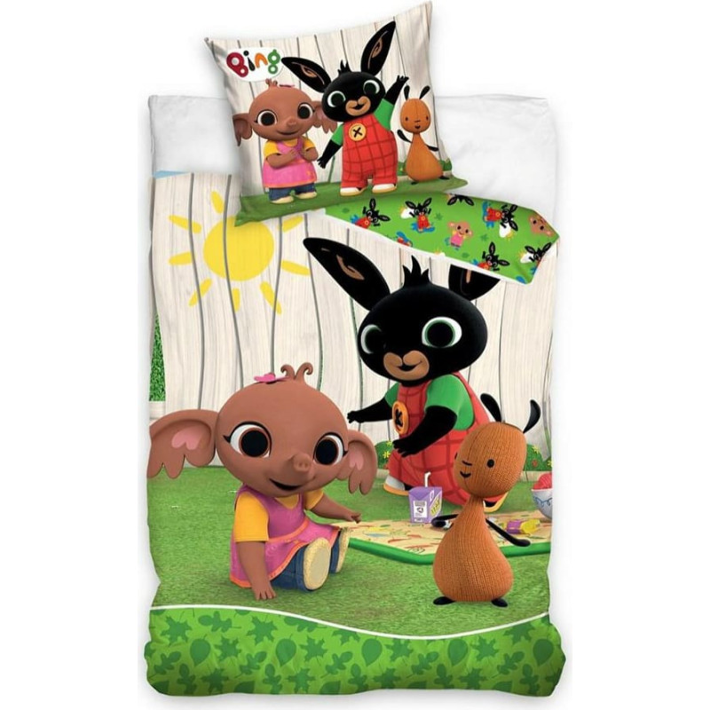 Kokvilnas gultasveļa 160x200 Bing Rabbit 5187 zaķu draugi bērniem zaļš