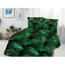 Satīna pakaiši 160x200 1499/1 Monstera lapas, banāns, palmu zaļa tumša Satynlove 2