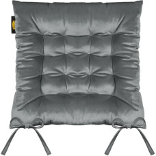 Sēdekļa spilvens 40x40x8 Velvet 16 krēslam, pelēks samts ar kaklasaiti, dekoratīvs