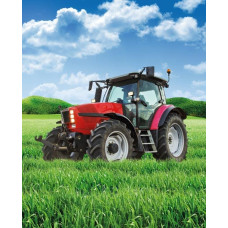 Holandes jauniešu gultas pārklājs 170x210 K 38 Traktor Sarkans laukā zils zaļš abpusējs dekoratīvs gultai stepēts 1927 ciema lauks