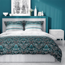 Satīna gultas veļa 160x200 3825 A Ornaments tirkīza balta oreintal Home Satin 4