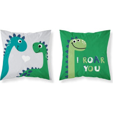 Kokvilnas spilvendrāna 40x40 Dinosaurs 3618 B zaļa pelēka bērnu dinūzija Kids 1