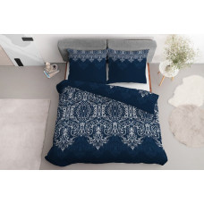 Satīna gultas veļa 220x200 tumši zili krāšņi rotājumi 3831 A Home Satin 77