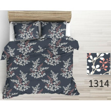 Mizas pakaiši 160x200 grafīta pulveris balti zariņi ziedi 1314 stiprināmi ar pogām 100% kokvilna