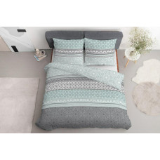 Satīna gultas veļa 160x200 3988 B piparmētru pelēka ģeometrija Home Satin 78