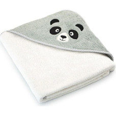 Bērnu vannas dvielis 90x90 Panda Alabaster-5730 ekri pelēks frotē dvielis ar kapuci bērniem