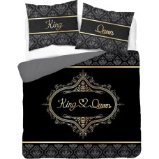 Kokvilnas gultas veļa 160x200 King and Queen King and Queen melns grafīts 3752 A Holland 78