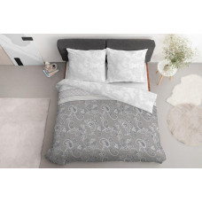 Satīna gultas veļa 220x200 Paisley pelēka balta 4032 B Mājas Satīns 120