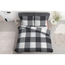 Satīna gultas veļa 220x200 Plaids pelēks balts 4041 A Home Satin 120