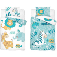 Kokvilnas gultas veļa 100x135 zoo žirafe zebra tirkīzs 3959 A Mayamoo 105