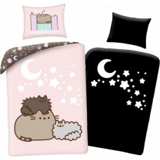 Gultasveļa spīd tumsā 140x200 Pusheen mazā kaķēna spilvendrāna 70x90