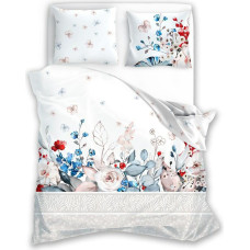 Kokvilnas gultasveļa 160x200 Trendy 014, balta, ziedi