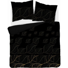 Satīna gultasveļa 220x200 Melna zelta lapas 4815 A Home Satin 58