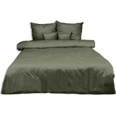 Damaskas gultasveļa 220x200 olīvzaļa 35 vienkrāsainas 1cm svītras