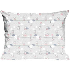 Kokvilnas spilvendrāna 40x60 56K rotaļu lācīši zaķi pelēki rozā Kids 24