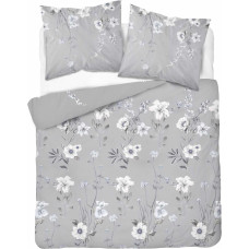 Kokvilnas gultasveļa 180x200 pelēki ziedi 4850 B Kokvilna 74