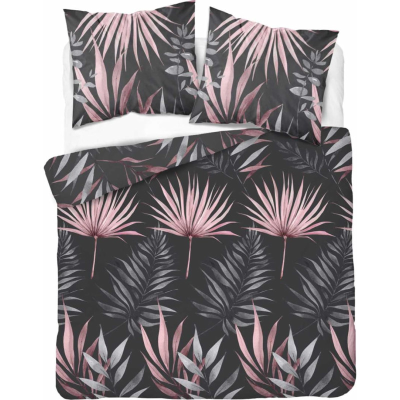 Kokvilnas gultasveļa 160x200 grafīta pulvera lapas 4854 A Kokvilna 74