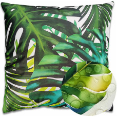 Botānisks ūdensizturīgs spilvens ar UV filtru 45x45 Monstera lapas zaļas