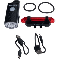 Dunlop Set of Led bicycle lights, USB charging, rear + front 473758
